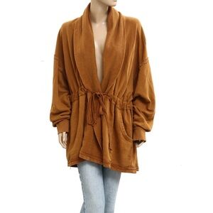 Free People Boothbay Sweatshirt Jacket Cardi Top Ventilated Oversized XL 283626